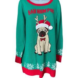 United States Sweaters Women's Bah Hum Pug Ugly Christmas Sweater Size L